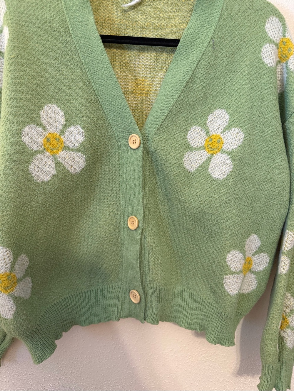 Earthbound Sage Green Daisy Knit Cardigan Sweater - Picture 5 of 7